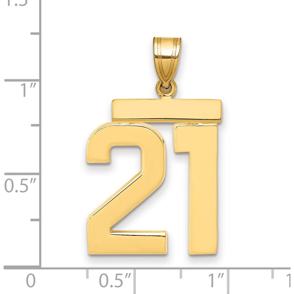 14K Yellow Gold Large Polished Number 21 Charm by Oro Pregiato