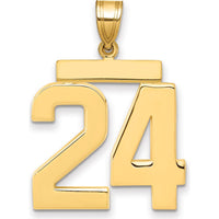 14K Yellow Gold Large Polished Number 24 Charm by Oro Pregiato