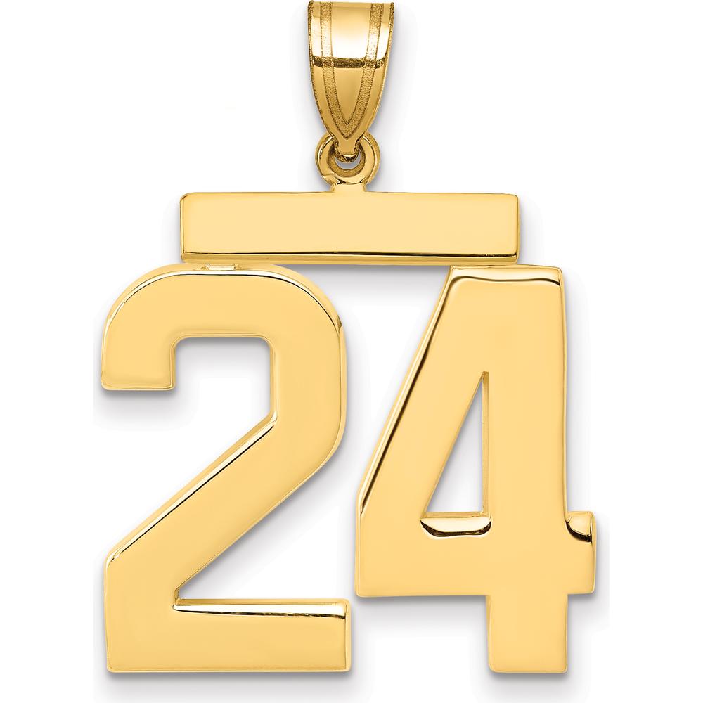 14K Yellow Gold Large Polished Number 24 Charm by Oro Pregiato