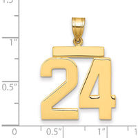 14K Yellow Gold Large Polished Number 24 Charm by Oro Pregiato