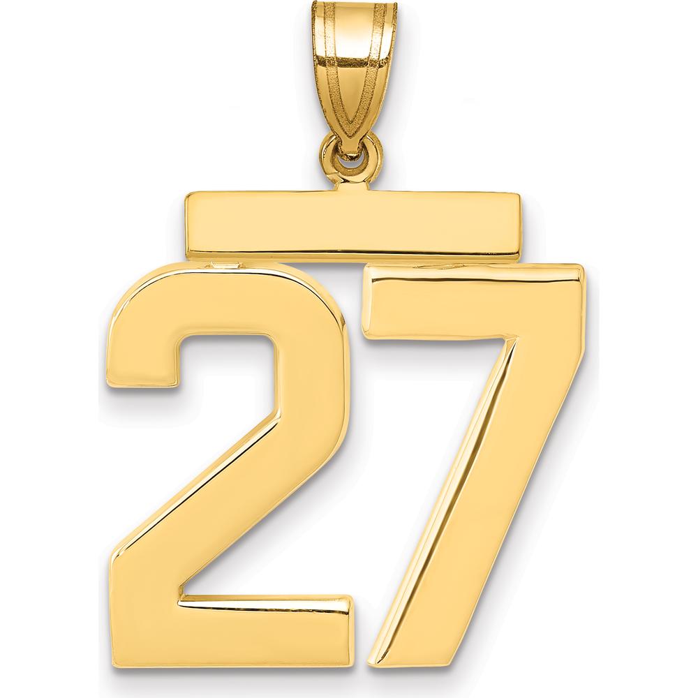 14K Yellow Gold Large Polished Number 27 Charm - Bold and Elegant Design by Oro Pregiato