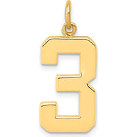 14K Yellow Gold Large Polished Number 3 Charm by Oro Pregiato