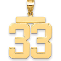 14K Yellow Gold Large Polished Number 33 Charm Pendant by Oro Pregiato