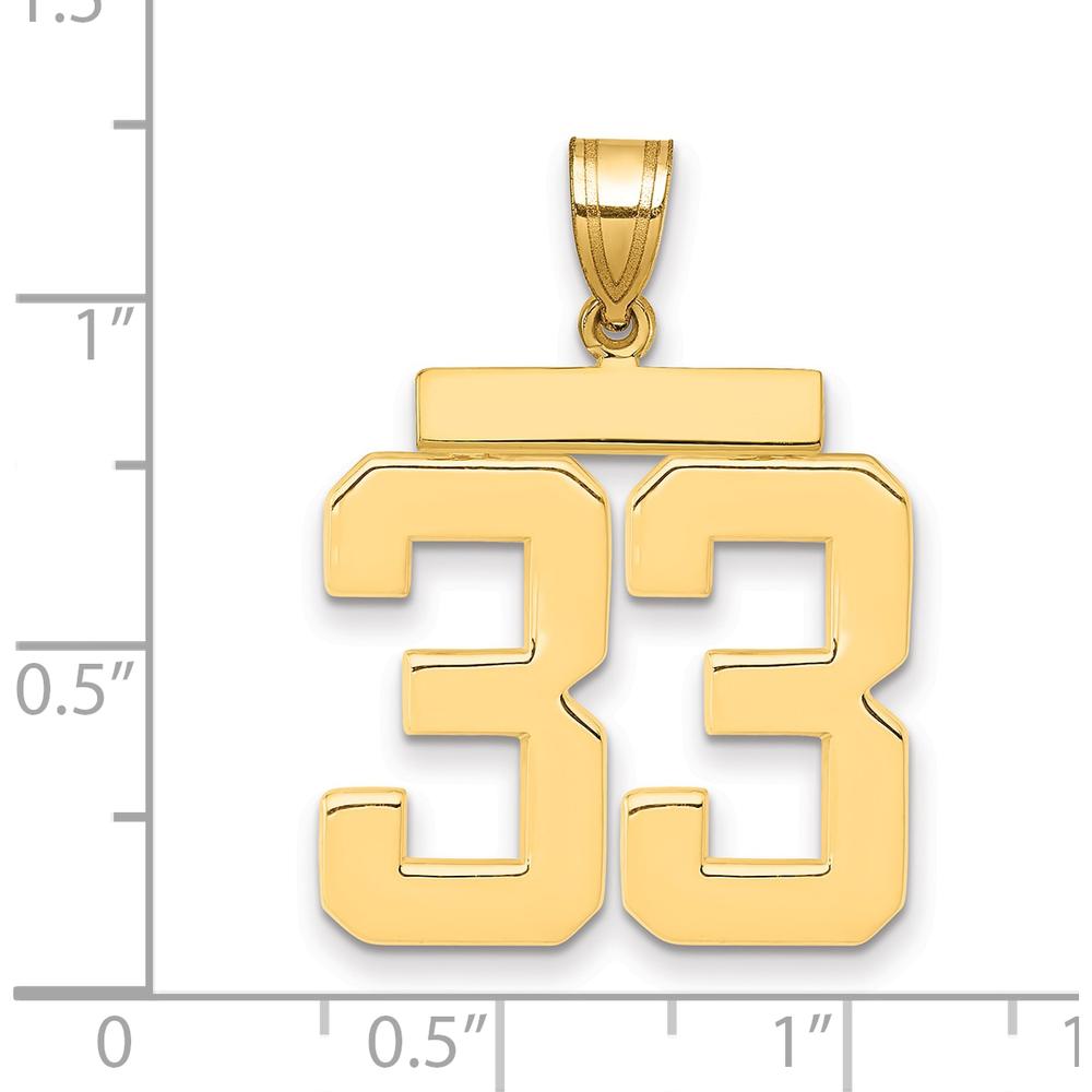 14K Yellow Gold Large Polished Number 33 Charm Pendant by Oro Pregiato