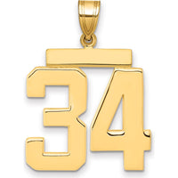 14K Yellow Gold Large Polished Number 34 Charm by Oro Pregiato
