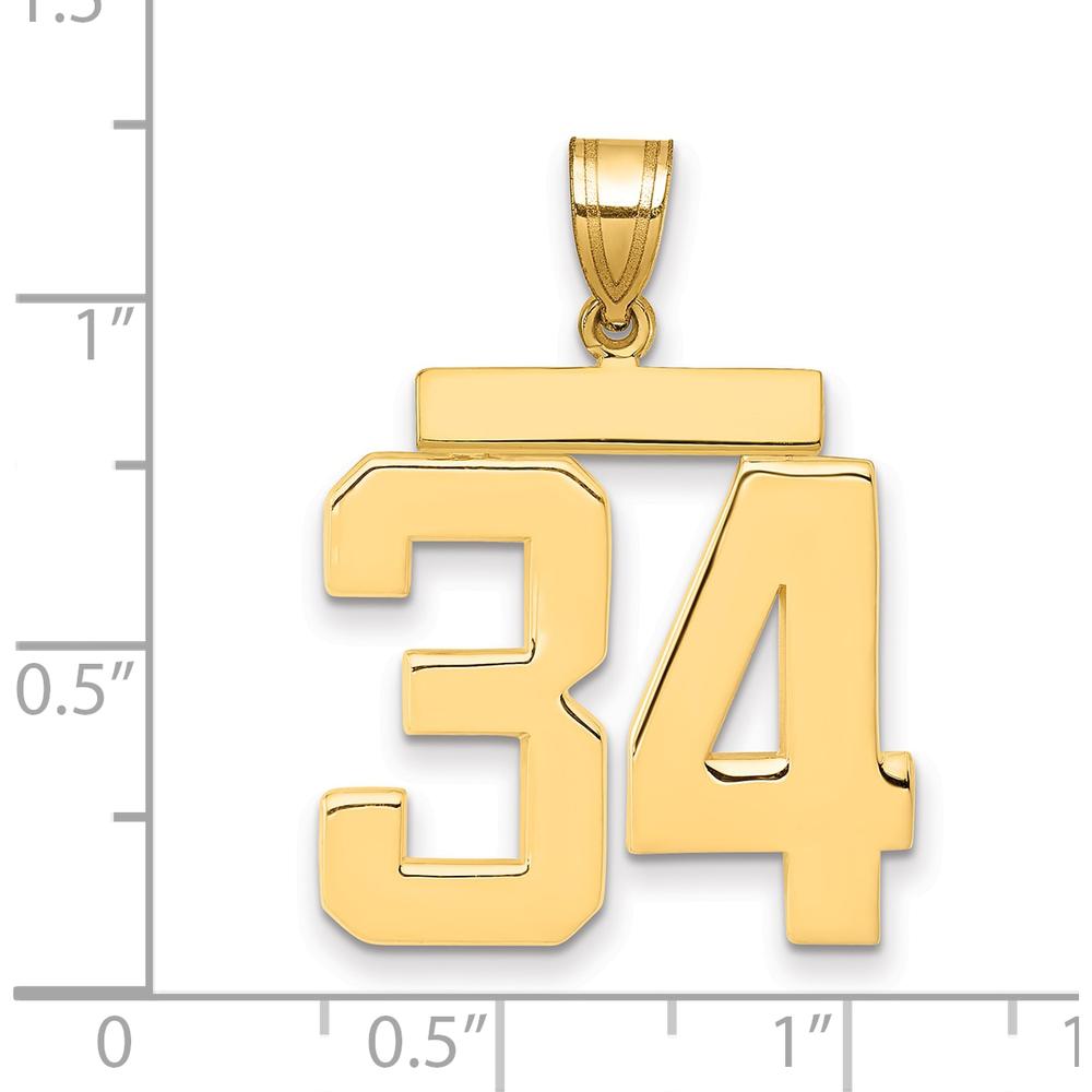 14K Yellow Gold Large Polished Number 34 Charm by Oro Pregiato