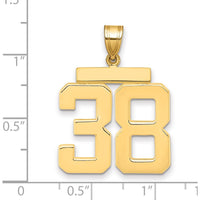 14K Yellow Gold Large Polished Number 38 Charm Pendant - Personalized Milestone Jewelry by Oro Pregiato