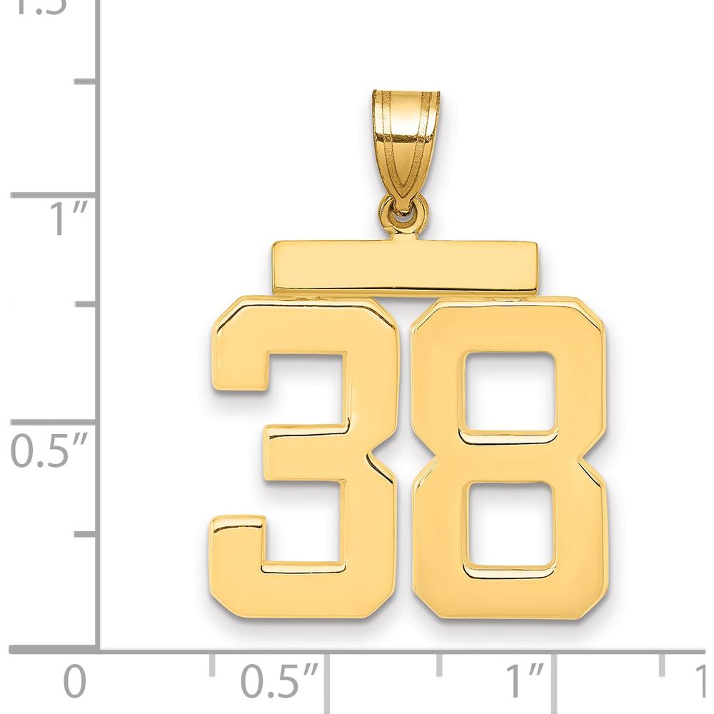 14K Yellow Gold Large Polished Number 38 Charm Pendant - Personalized Milestone Jewelry by Oro Pregiato