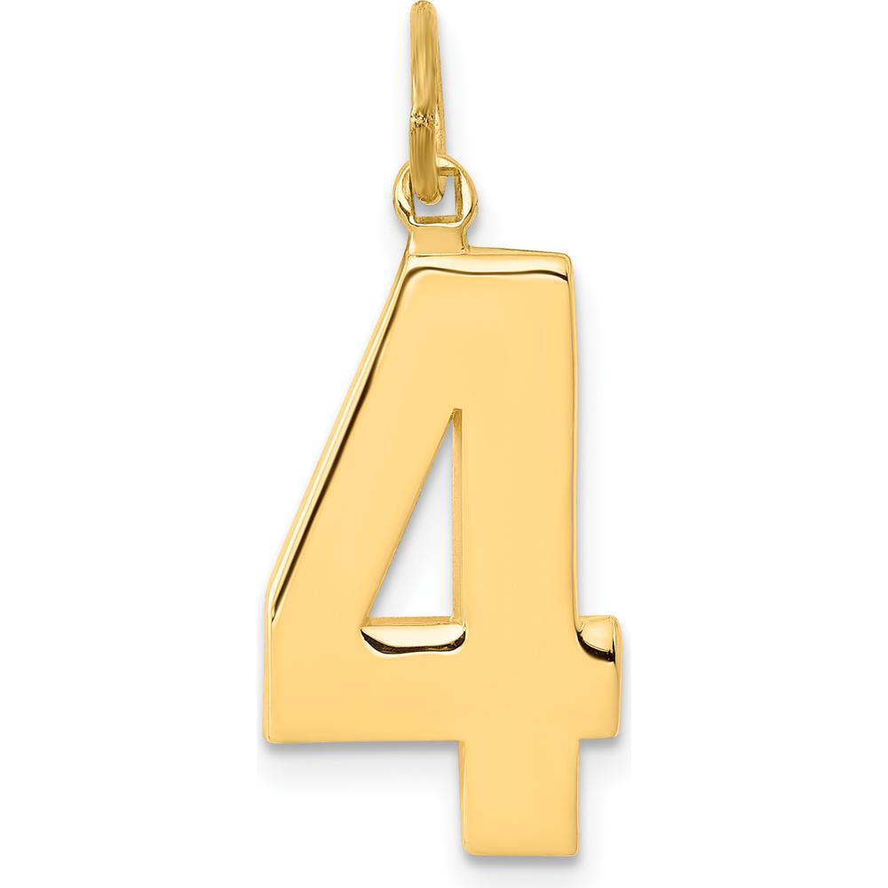14K Yellow Gold Large Polished Number 4 Charm Pendant by Oro Pregiato