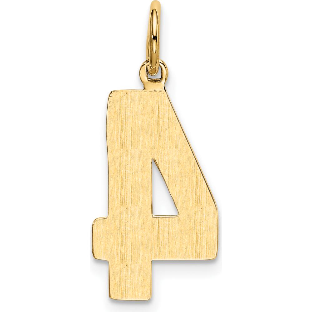 14K Yellow Gold Large Polished Number 4 Charm Pendant by Oro Pregiato