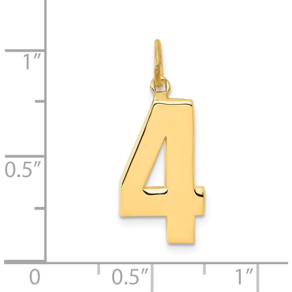 14K Yellow Gold Large Polished Number 4 Charm Pendant by Oro Pregiato