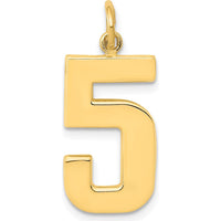 14K Yellow Gold Large Polished Number 5 Charm - Bold Statement Pendant by Oro Pregiato