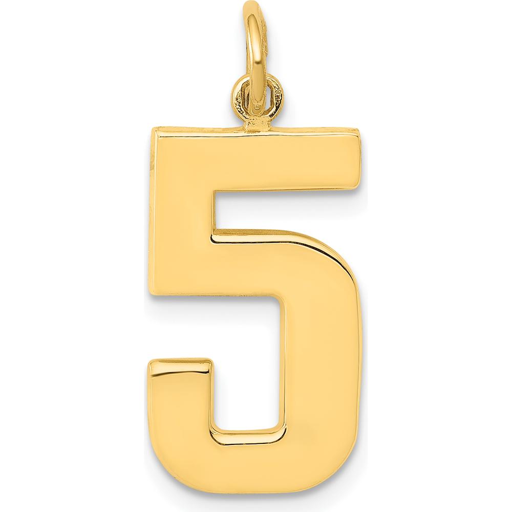 14K Yellow Gold Large Polished Number 5 Charm - Bold Statement Pendant by Oro Pregiato