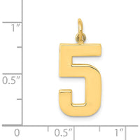 14K Yellow Gold Large Polished Number 5 Charm - Bold Statement Pendant by Oro Pregiato