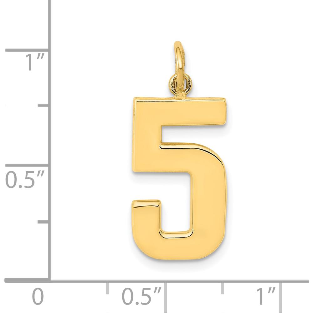 14K Yellow Gold Large Polished Number 5 Charm - Bold Statement Pendant by Oro Pregiato