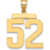 14K Yellow Gold Large Polished Number 52 Charm Pendant by Oro Pregiato