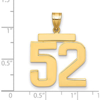 14K Yellow Gold Large Polished Number 52 Charm Pendant by Oro Pregiato