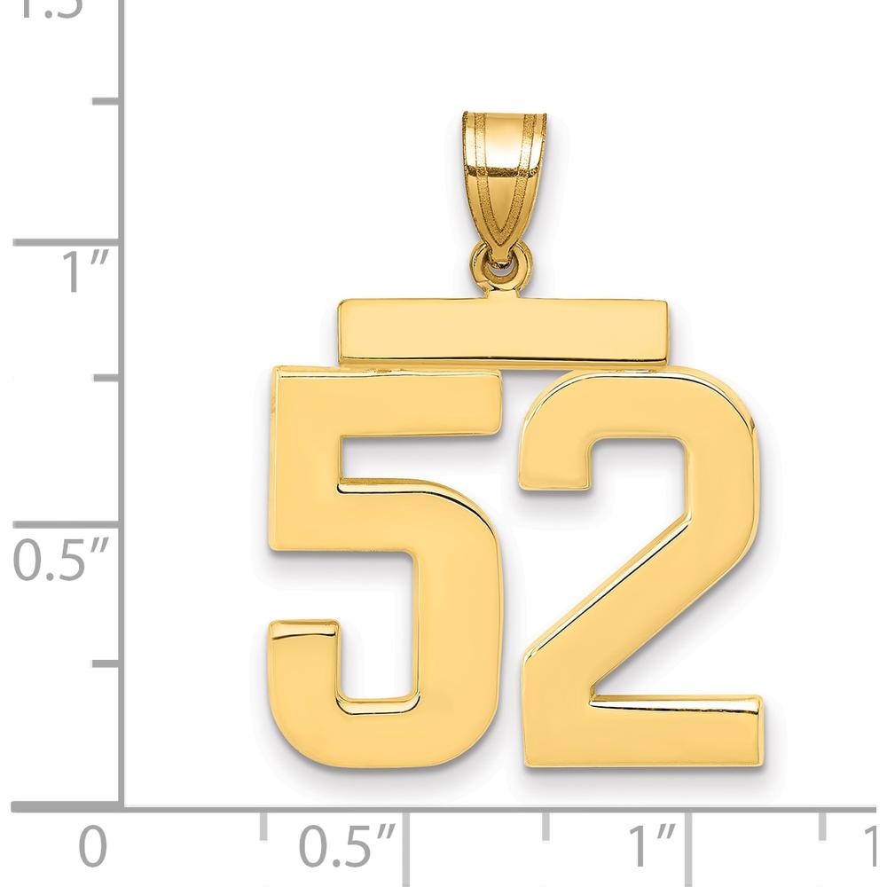 14K Yellow Gold Large Polished Number 52 Charm Pendant by Oro Pregiato