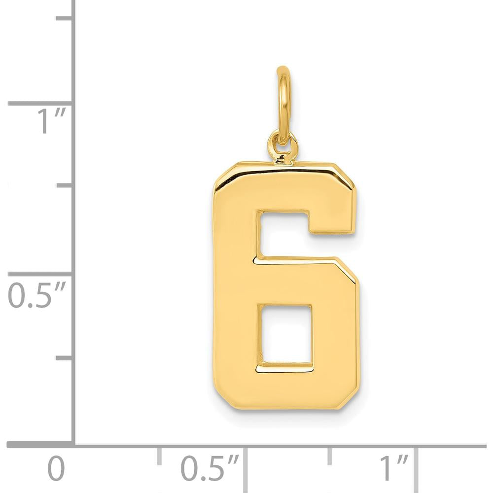 14K Yellow Gold Large Polished Number 6 Charm Pendant by Oro Pregiato