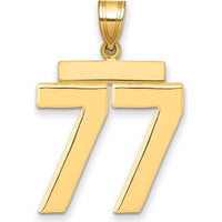 14K Yellow Gold Large Polished Number 77 Pendant Charm by Oro Pregiato