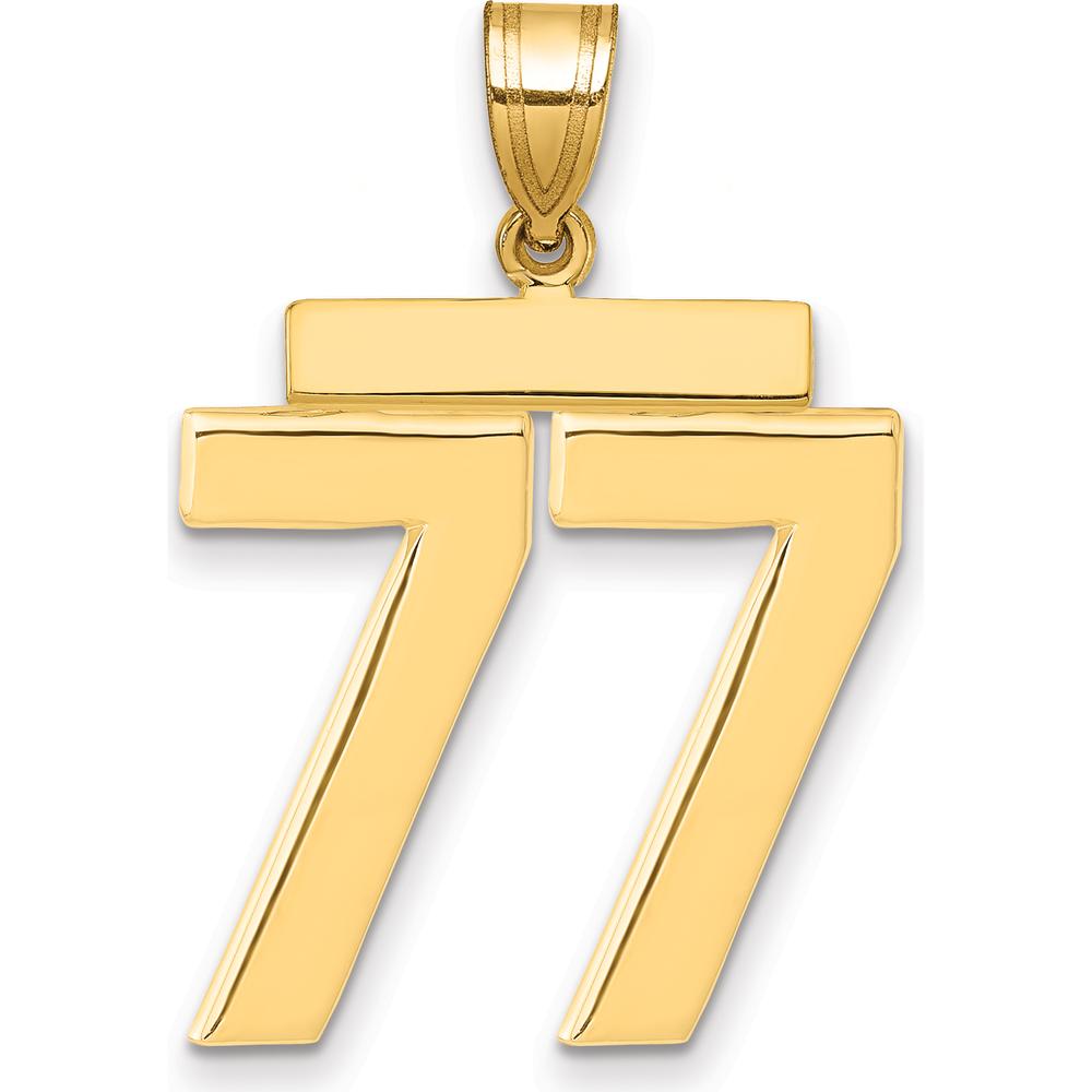 14K Yellow Gold Large Polished Number 77 Pendant Charm by Oro Pregiato