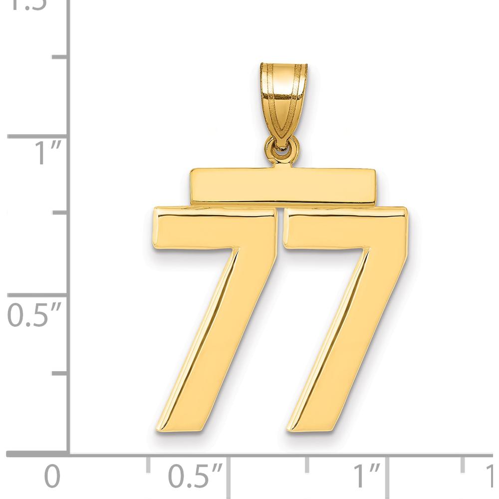 14K Yellow Gold Large Polished Number 77 Pendant Charm by Oro Pregiato