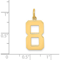 14K Yellow Gold Large Polished Number 8 Pendant - Symbolic Charm by Oro Pregiato