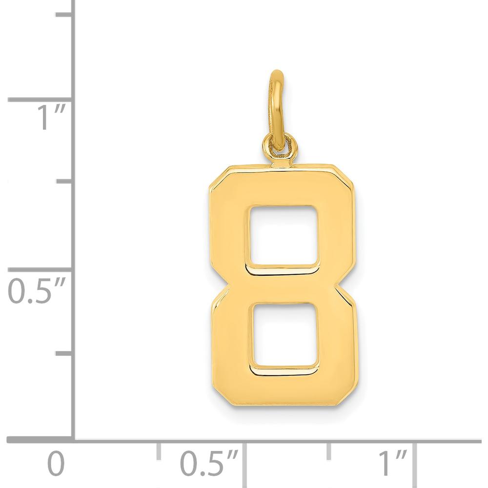 14K Yellow Gold Large Polished Number 8 Pendant - Symbolic Charm by Oro Pregiato