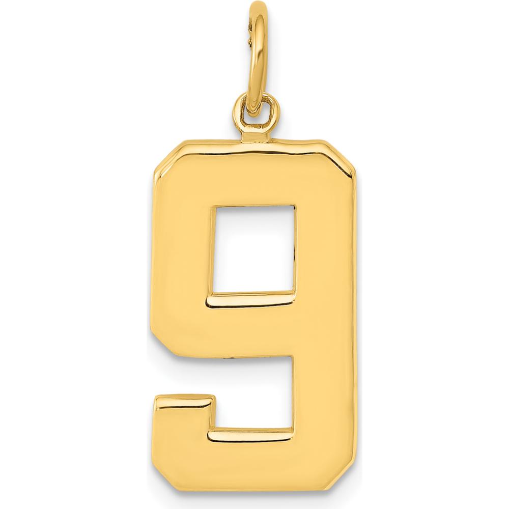14K Yellow Gold Large Polished Number 9 Charm by Oro Pregiato