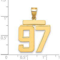 14K Yellow Gold Large Polished Number 97 Charm by Oro Pregiato