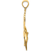 14K Yellow Gold Large Polished Sailfish Charm - 36.4mm Length by Oro Pregiato