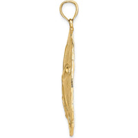 14K Yellow Gold Large Polished Sand Dollar Pendant with Textured Detailing by Oro Pregiato