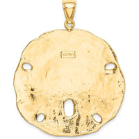 14K Yellow Gold Large Polished Sand Dollar Pendant with Textured Detailing by Oro Pregiato