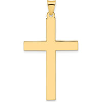 14K Yellow Gold Large Polished Solid Cross Pendant - 47mm Length by Oro Pregiato