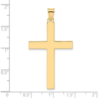 14K Yellow Gold Large Polished Solid Cross Pendant - 47mm Length by Oro Pregiato
