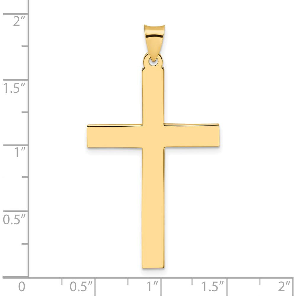 14K Yellow Gold Large Polished Solid Cross Pendant - 47mm Length by Oro Pregiato