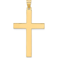 14K Yellow Gold Large Polished Solid Cross Pendant - 47mm Length by Oro Pregiato