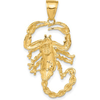 14K Yellow Gold Large Polished Solid Scorpion Pendant - 39mm Length by Oro Pregiato