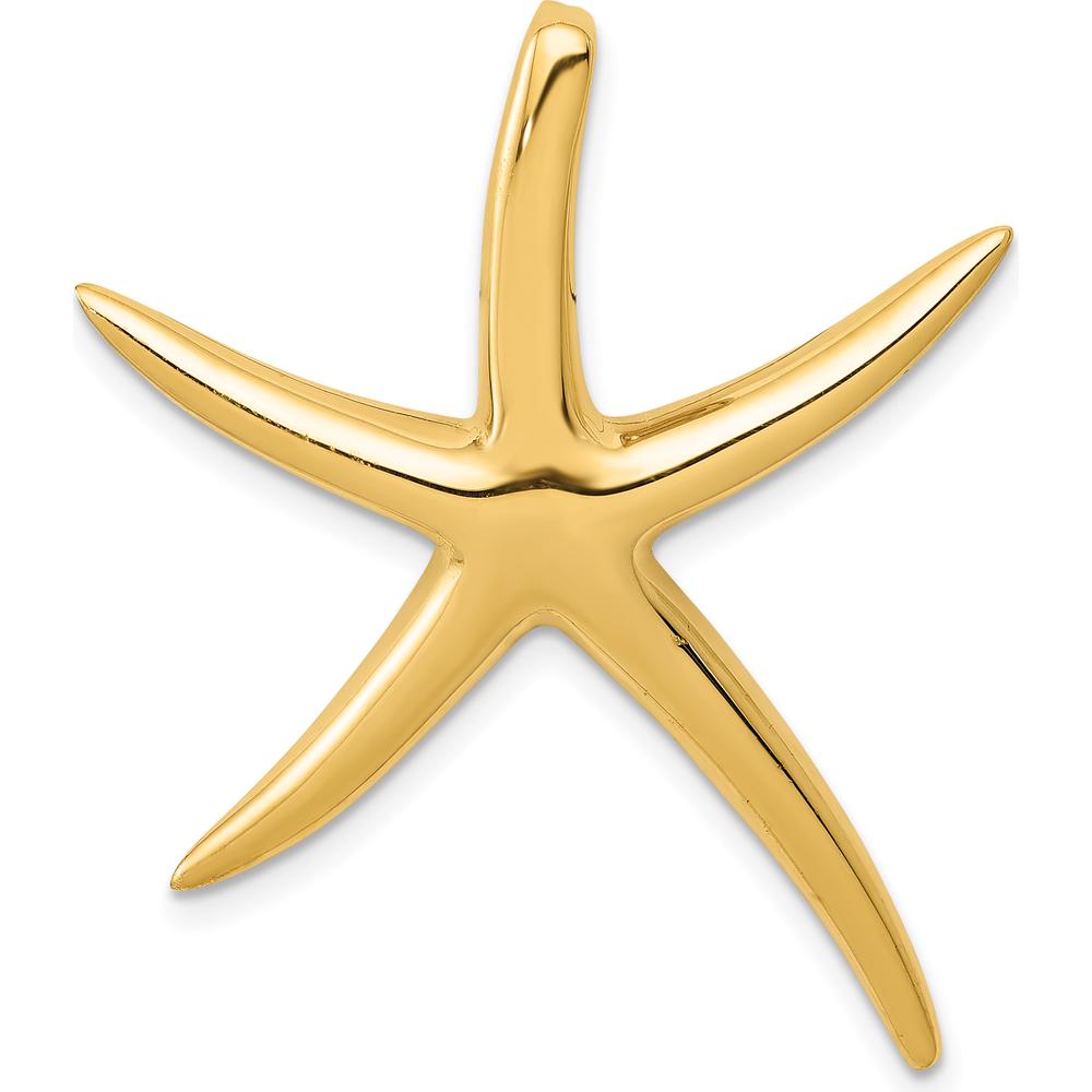14K Yellow Gold Large Polished Starfish Omega Slide Pendant by Oro Pregiato