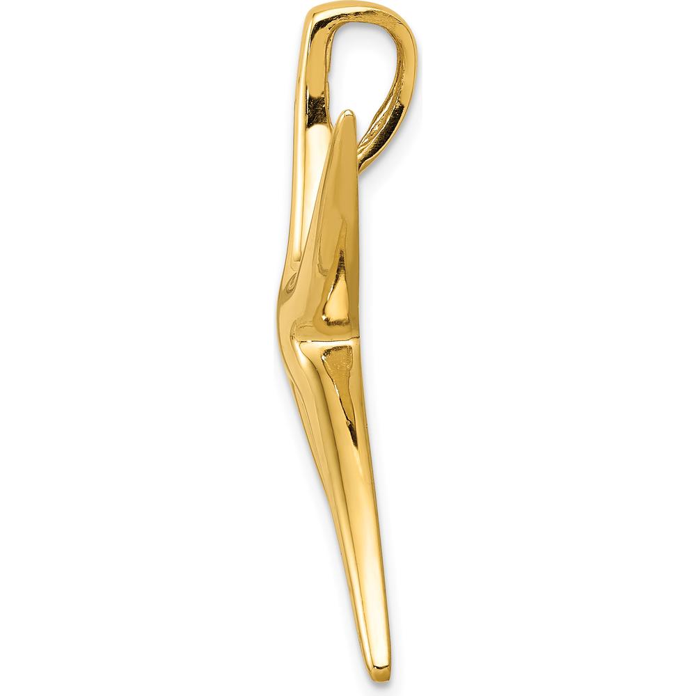 14K Yellow Gold Large Polished Starfish Omega Slide Pendant by Oro Pregiato