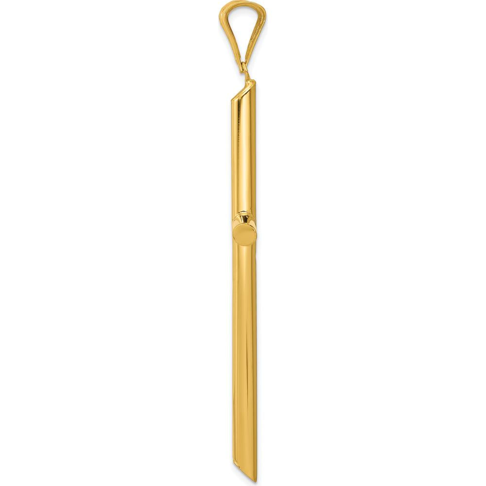 14K Yellow Gold Large Polished Tube Cross Pendant - 70.7mm Length, 37.45mm Width by Oro Pregiato