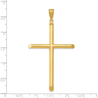 14K Yellow Gold Large Polished Tube Cross Pendant - 70.7mm Length, 37.45mm Width by Oro Pregiato