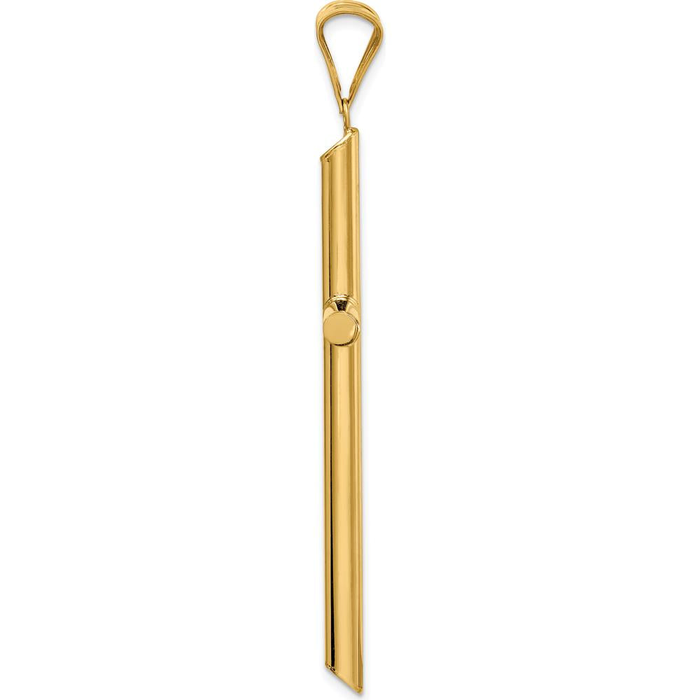 14K Yellow Gold Large Polished Tube Cross Pendant with 3D Design by Oro Pregiato