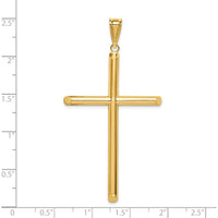 14K Yellow Gold Large Polished Tube Cross Pendant with 3D Design by Oro Pregiato