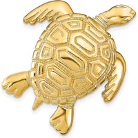 14K Yellow Gold Large Polished Turtle Omega Slide Charm - Symbolic Design by 0
