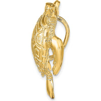 14K Yellow Gold Large Polished Turtle Omega Slide Charm - Symbolic Design by 0