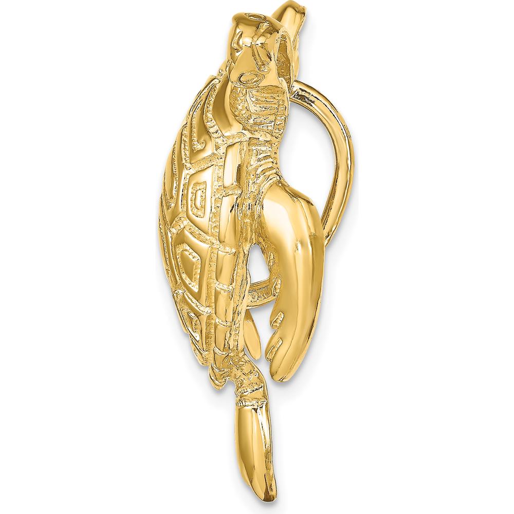 14K Yellow Gold Large Polished Turtle Omega Slide Charm - Symbolic Design by 0