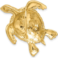 14K Yellow Gold Large Polished Turtle Omega Slide Charm - Symbolic Design by 0