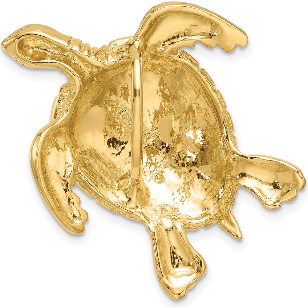 14K Yellow Gold Large Polished Turtle Omega Slide Charm - Symbolic Design by 0