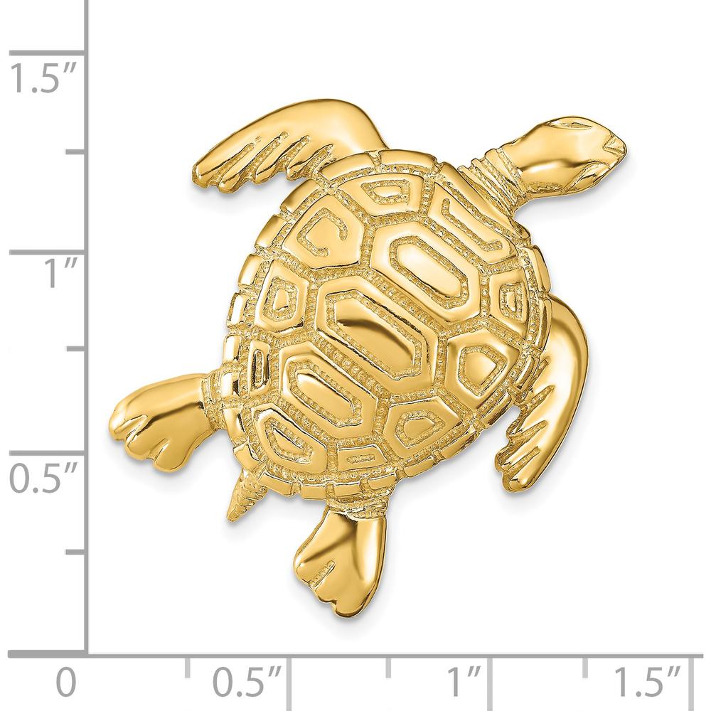 14K Yellow Gold Large Polished Turtle Omega Slide Charm - Symbolic Design by 0